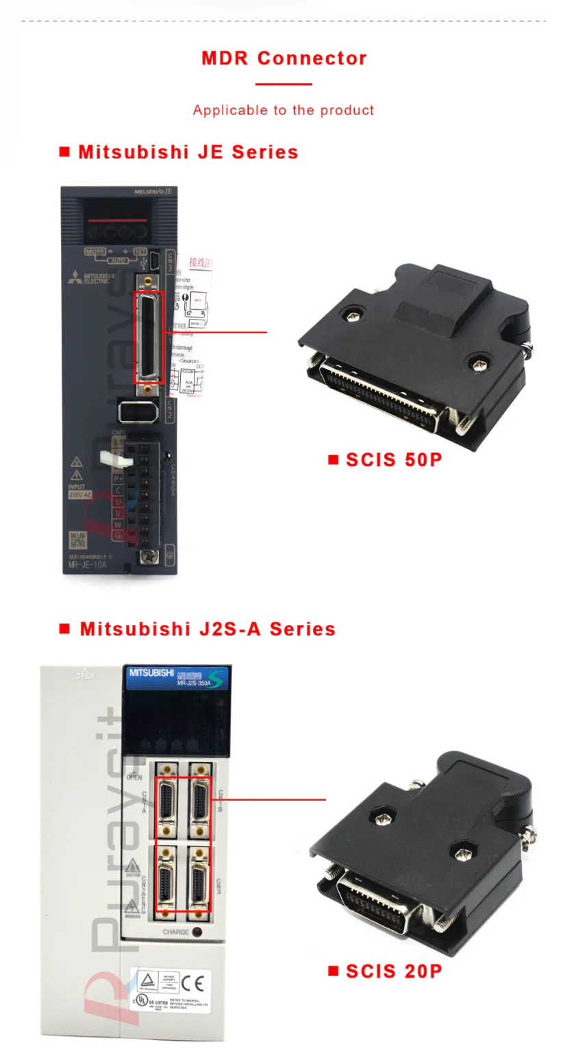 MDR SM-SCSI-connector 14P / 20P / 26P / 36P / 50P SCSI Plug Driver Servo Connector Panasonic Delta Use Connector Mitsubishi Yaskawa